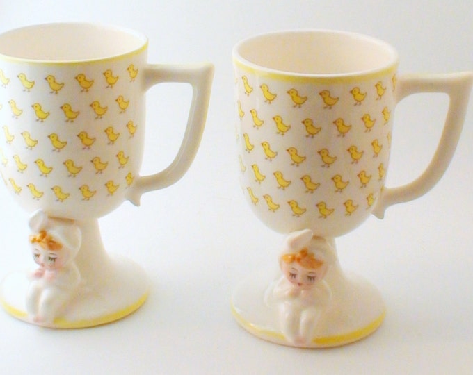 Duckie Pedestal Mugs Set of 2 Tea Party Cups/ Baby Shower Serveware Etsy