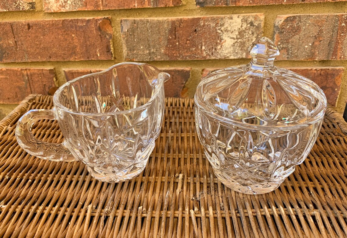 Crystal Creamer and Sugar Bowl With Lid Gorham Lady Anne Set Etsy