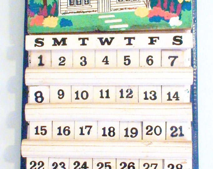 Retro Wall Calendar With Wooden Tiles Etsy