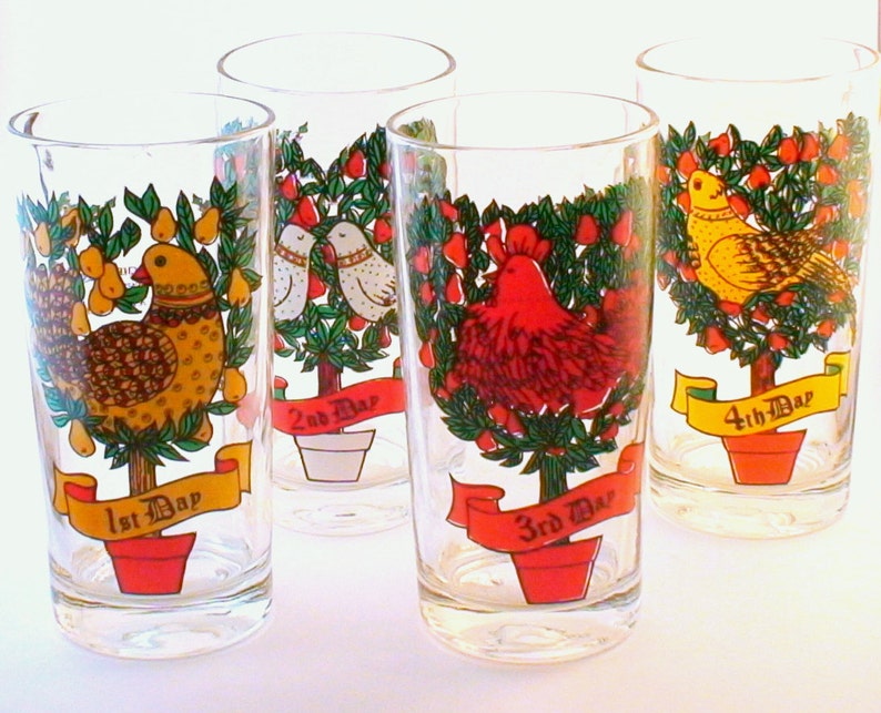 Set of 12 Christmas Drinking Glasses The 12 Days of Christmas Etsy