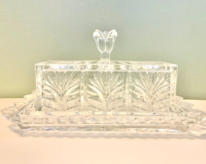 Crystal Butter Dish With Lid Fifth Avenue Portico Cut Glass Etsy