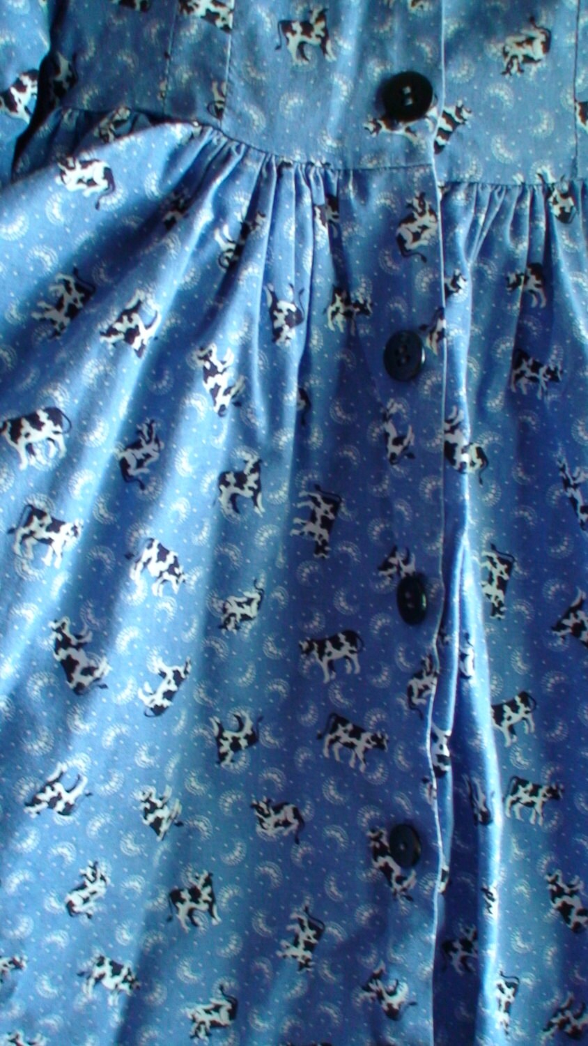 Vintage Girls Blue Dress the Cow Jumps Over the Moon size 5 - Etsy