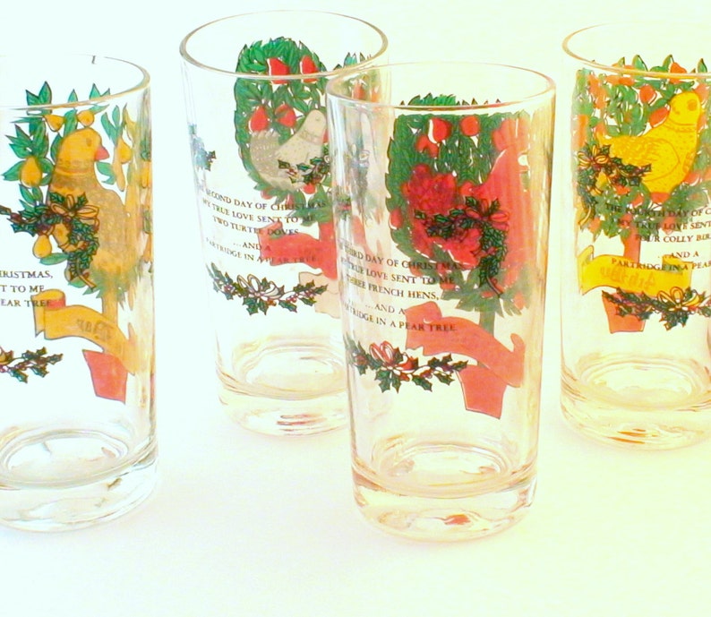Set of 12 Christmas Drinking Glasses The 12 Days of Christmas Etsy