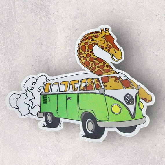 Join us for a ride in a magical mystery machine, 4x4 inch Vinyl sticker Waterproof, weatherproof and durable