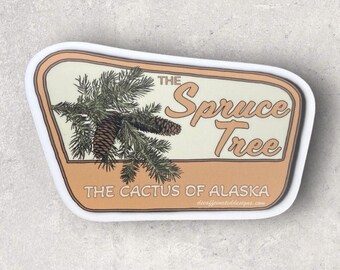 The Spruce Tree - by Decaffeinated Designs (4x4) Waterproof, weatherproof and durable vinyl sticker