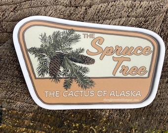 The Spruce Tree - by Decaffeinated Designs (4x4) Waterproof, weatherproof and durable vinyl sticker