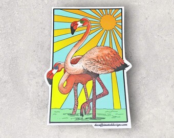 Flamingo by Decaffeinated Designs (3x5) durable vinyl sticker
