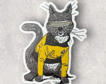 Purrdi La Forge - by Decaffeinated Designs 4x4 inch Durable vinyl sticker