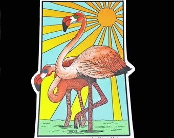 Flamingo by Decaffeinated Designs (3x5) durable vinyl sticker
