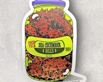 Sea Cucumber Dills - by Decaffeinated Designs (2x4) Waterproof and durable clear vinyl decal sticker