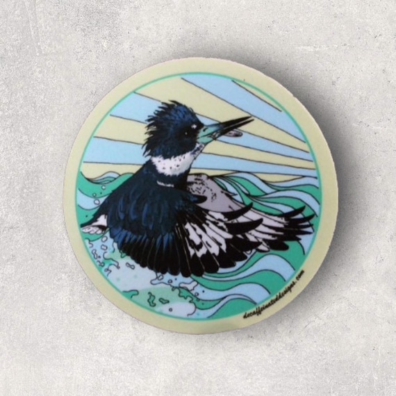 If you are as into birds as we are you will love our newest vinyl sticker “King of the Sea.” Like all of our stickers here it is drawn and colored digitally then printed on durable, waterproof vinyl for you to enjoy. Size: 3 inches