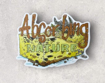 Absorbing Nature - 4x4 clear vinyl sticker by Decaffeinated Designs