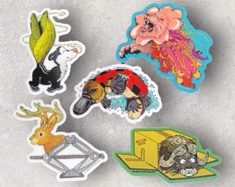 Pun Sticker Pack - by Decaffeinated Designs (3x3) Waterproof, weatherproof and durable vinyl sticker