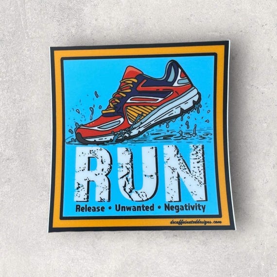 This is for all the runners out there who just need a moment to run it out! 3x3 inch vinyl sticker, Waterproof, weatherproof and durable.