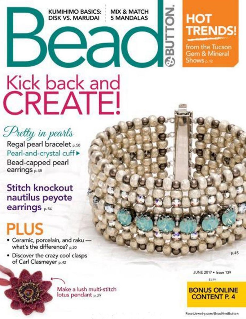 LOTUS BLOSSOM PENDANT Kit: Rainbow Turquoise Colorway From Bead and Button Magazine June 2017 image 3