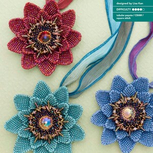 LOTUS BLOSSOM PENDANT Kit: Rainbow Turquoise Colorway From Bead and Button Magazine June 2017 image 2