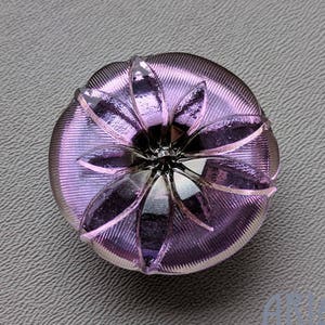 CZECH GLASS BUTTON: 36mm Lotus Flower Handpainted Czech Button, Pendant, Cabochon (1)