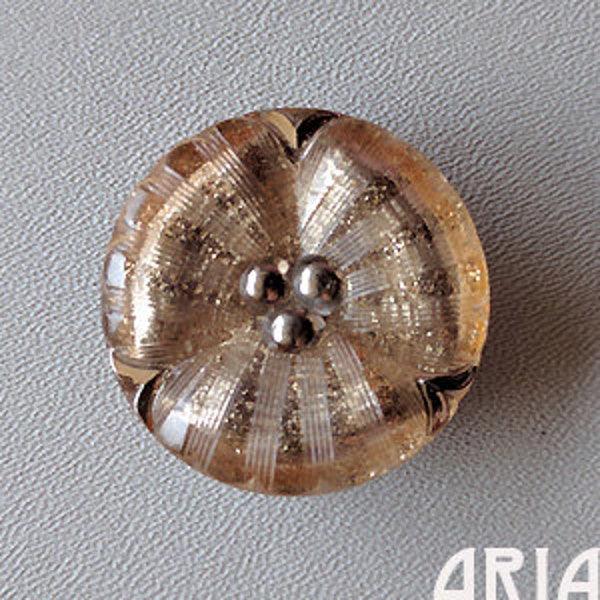 CZECH GLASS BUTTON: 36mm Handpainted Pansy Flower Czech Glass Button, Pendant, Cabochon (1)