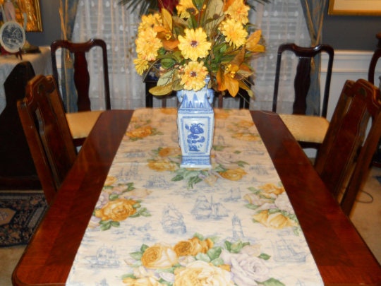Table Runner, Table Linen, Table Cloth, Buffet Runner, Dresser Scarf, Nautical, Boats, Ships, Lighthouses, Ocean, Seaside, Lake House