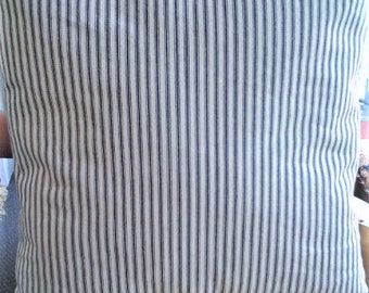 Gray Ticking Stripe Pillow Cover, Grey French Ticking Pillow, Decorative Pillow Cover, Country French Home, Shabby Farmhouse Cottage