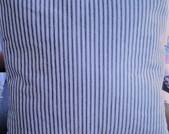 Blue Ticking Stripe Pillow Cover, Blue French Ticking Pillow, Decorative Pillow Cover, Country French Home, Shabby Farmhouse Cottage