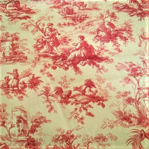 Tela de tapicería, tela para cortinas, tela toile francesa, casa de campo francesa, toile amarilla, casa de campo, cabaña francesa shabby