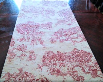 Toile Table Runner, French Toile Table Cloth, Table Linen, Bed Runner, Bed Linen, Wedding, Buffet Runner, Dresser Runner, Toile Scarf.