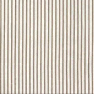 May include: White fabric with thin brown stripes. The fabric has a subtle texture.