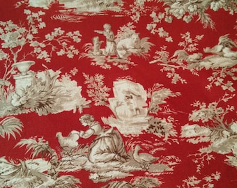 Details about   SCHUMACHER PASTORAL FRENCH COUNTRY SCENES TOILE FABRIC 10 YARDS DOCUMENT RED 