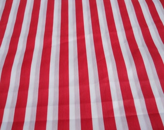 Red Stripes Fabric, Red White Curtain Fabric, Red Home Decor Fabric, Stripes Quilting Fabric, Crafting Supplies, By The Yard, Half Yard