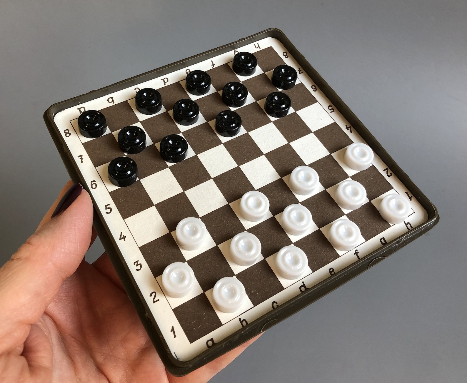 Vintage Pocket Checkers set Mini Travel checkers set Etsy