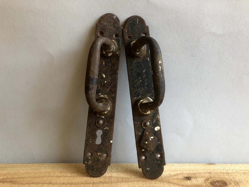 Vintage Door Handle Set Of 2 Large Door Handles With Key Etsy