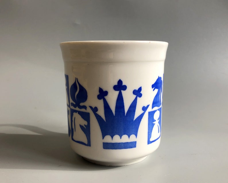 Vintage Chess Cup Soviet Chess Souvenir Dulevo porcelain factory cup USSR Desk Souvenir Chess Rook Chess Knight USSR made child cup