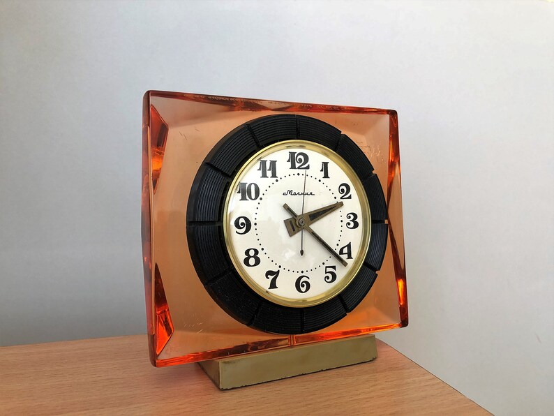 Soviet Clock Molnija Vintage Russian Mechanical Desk Clock Etsy