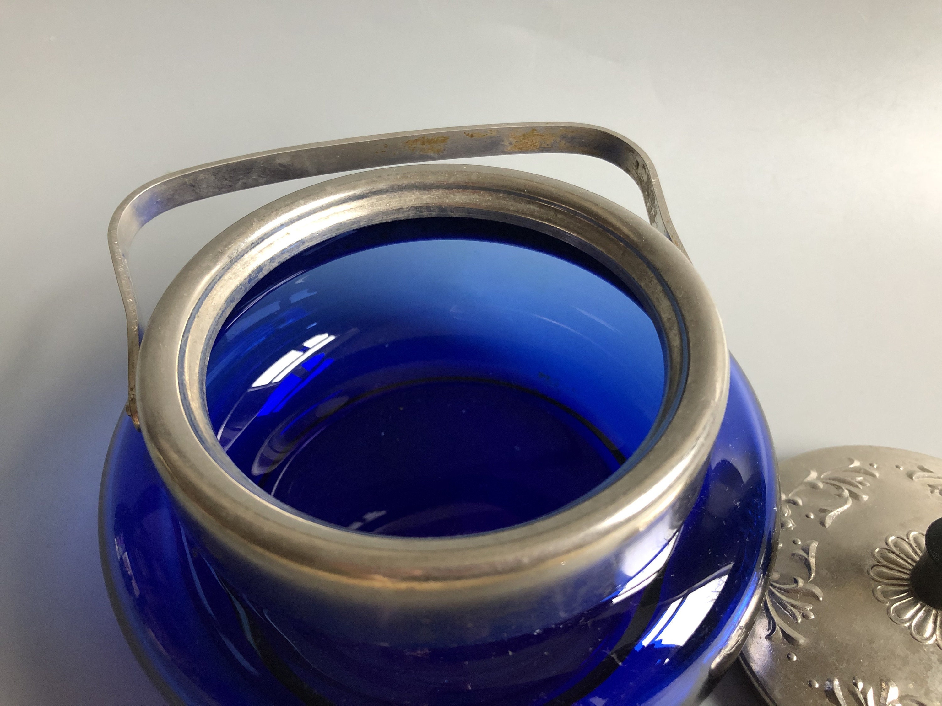 Vintage Cobalt Blue Glass Sugar Bowl Blue glass Vase for sugar Etsy