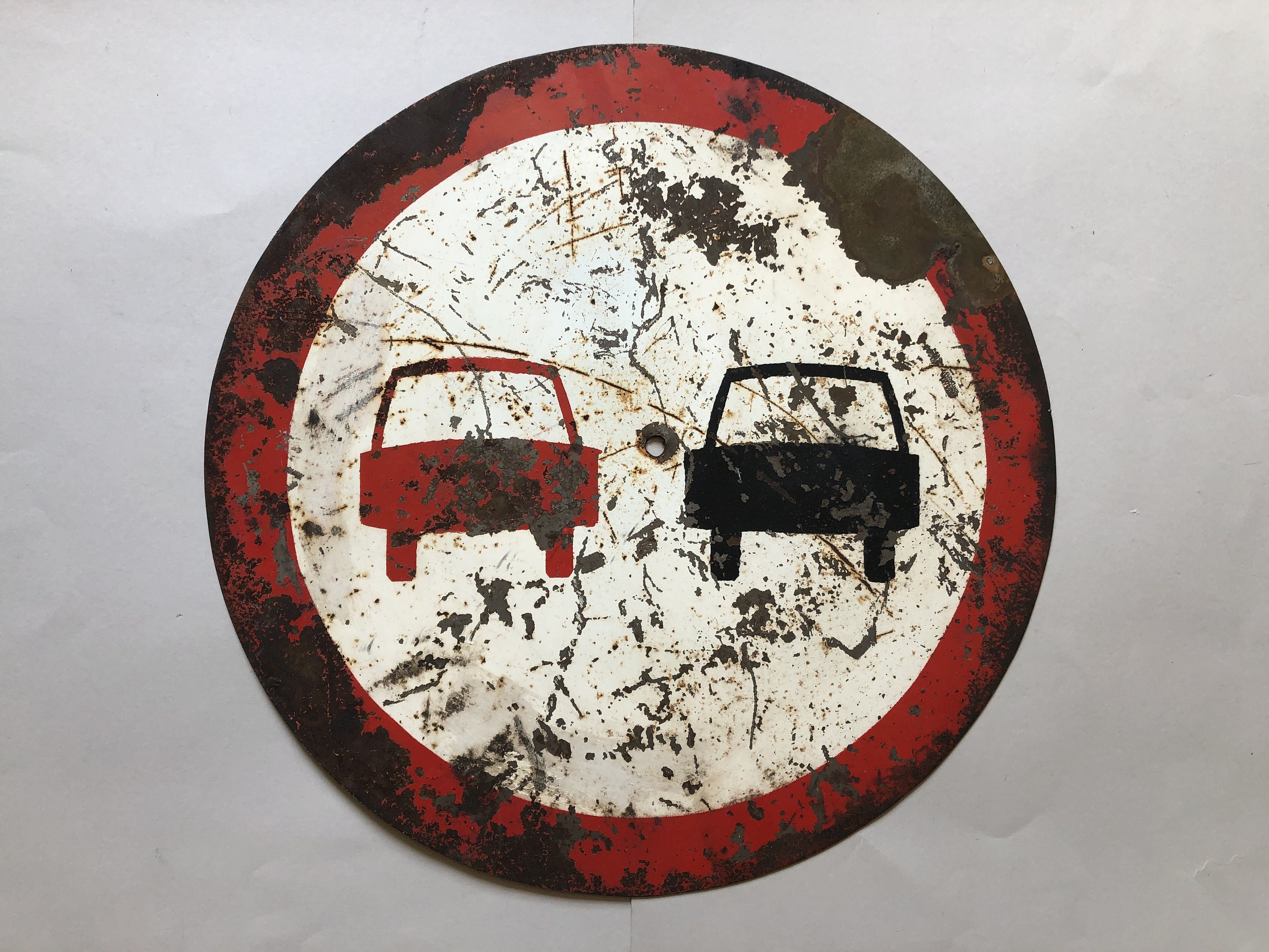Vintage Soviet Traffic Sign 2 Cars Red Black Road Metal signe Etsy