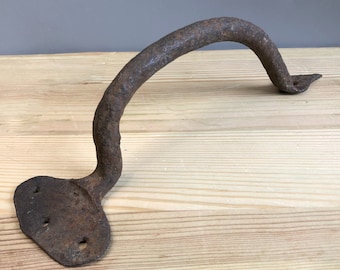 Antique Door Handle Hand forged door handle Old patina door handle Vintage metal door handle