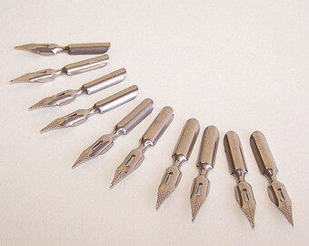 Vintage Pen Nibs. Set of 10. Soviet Writing supply. Vintage Drawing. Calligraphy. Ink Artwork