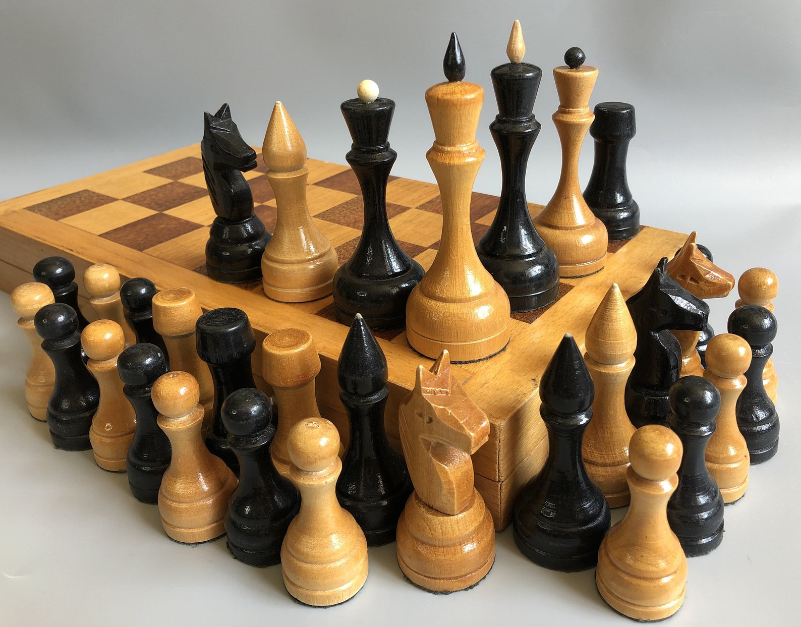 Soviet chess Vintage Extra Large Wooden chess set Chess game Etsy