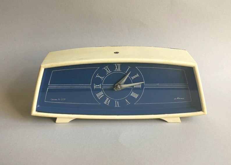 Soviet Clock Majak Vintage Russian Mechanical Desk Mayak Ussr The 1970s Retro Table Mantel Blue Dial