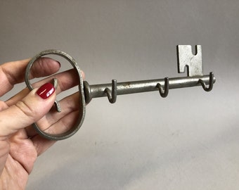 Vintage Key rack Coat Hanger Soviet Coat Rack Rustic Coat Hook Soviet Era 3 hooks Metal wall hook Towel hook Key hook