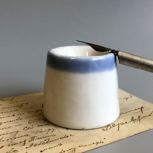 Tinteiro de cerâmica vintage, tinteiro de cerâmica branca, tempos soviéticos, tinteiro de cerâmica da velha escola s1