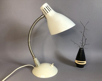 Vintage Gooseneck Desk lamp Retro Office Lamp Industrial Lamp Electric White Metal Lamp USSR Student lamp Working condition Table lamp