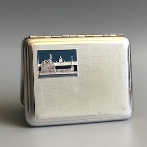 Vintage sowjetische Zigarettenetui Stadt Leningrad UdSSR Metall Visitenkarten Etui Zigarettenhalter