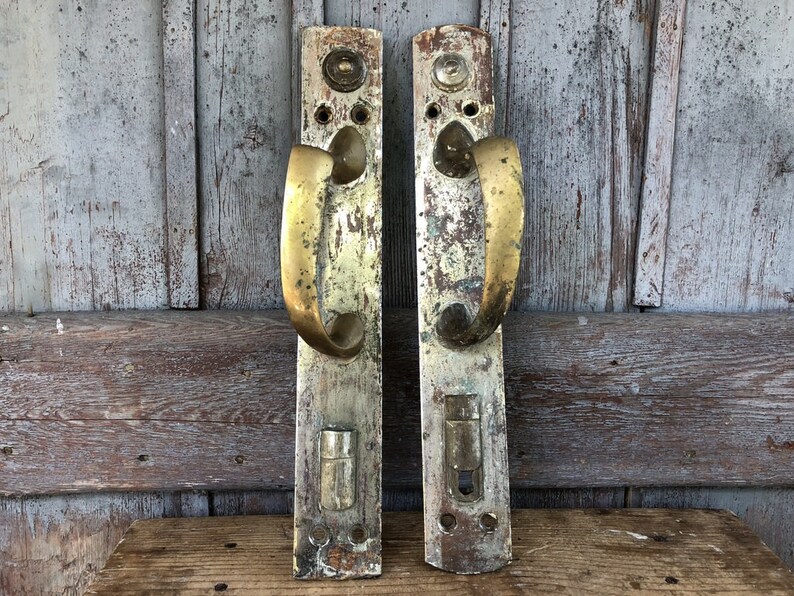 Huge Vintage Brass Door Handle Set Of 2 Antique Huge Vintage Brass Door Handle Set Of 2