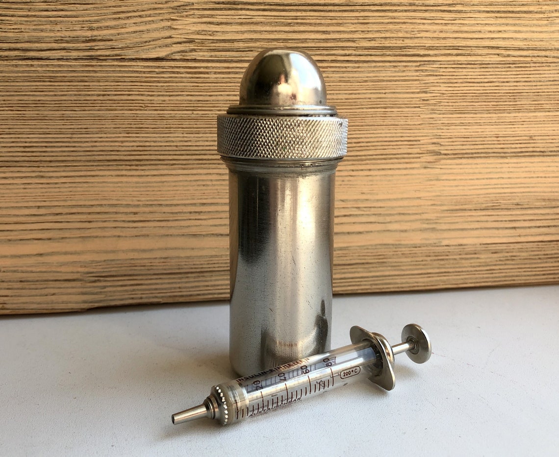 Syringe container Vintage Medical Sterilizer Box Syringe Etsy