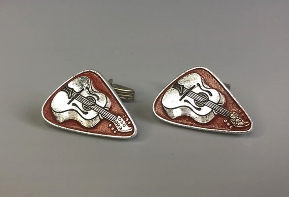 Vintage Guitar cufflinks Pair of Vintage CuffLink… - image 1