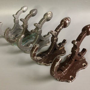 Vintage Metal Coat Hooks, Set of 5 - Industrial Wall Peg Hangers