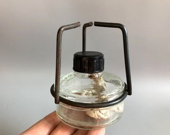 Vintage Glass Alcohol Lamp Burner Soviet lamp burner with metal holder For Home Lab Use USSR 1970s