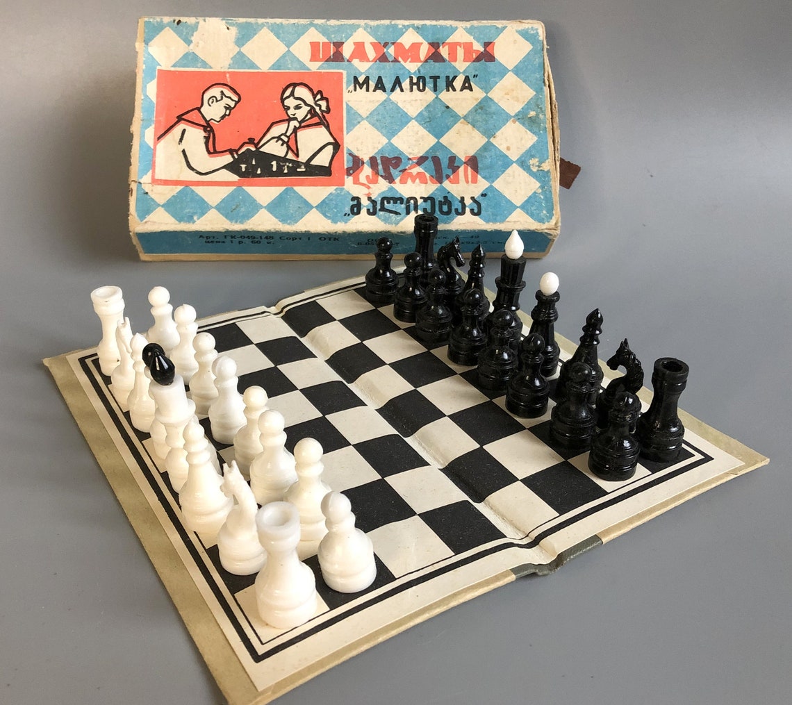 Vintage Pocket Chess set Mini Travel chess set USSR Soviet Era Etsy
